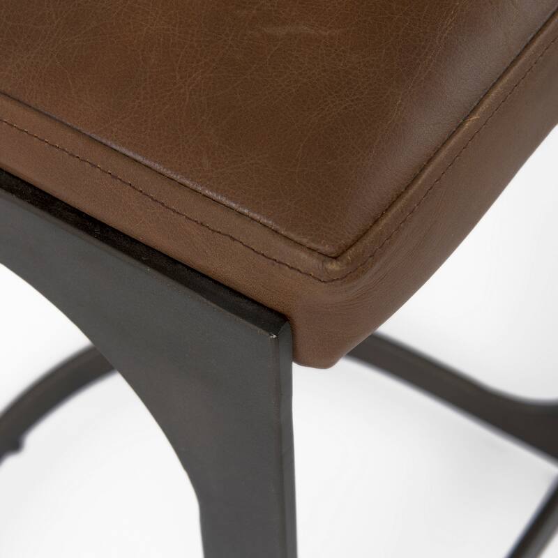 Tyson Black Genuine Leather with Dark Gray Metal Frame Counter Stool
