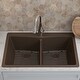 preview thumbnail 25 of 36, Lexicon Platinum Quartz 33 Inch Double Equal Bowl Undermount Kitchen Sink with Bottom Grids and Strainers , Disposal Flange