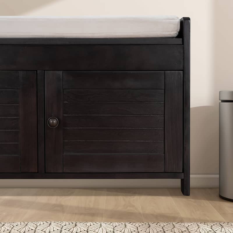 43.5" Storage Bench With Linen Blend Cushion