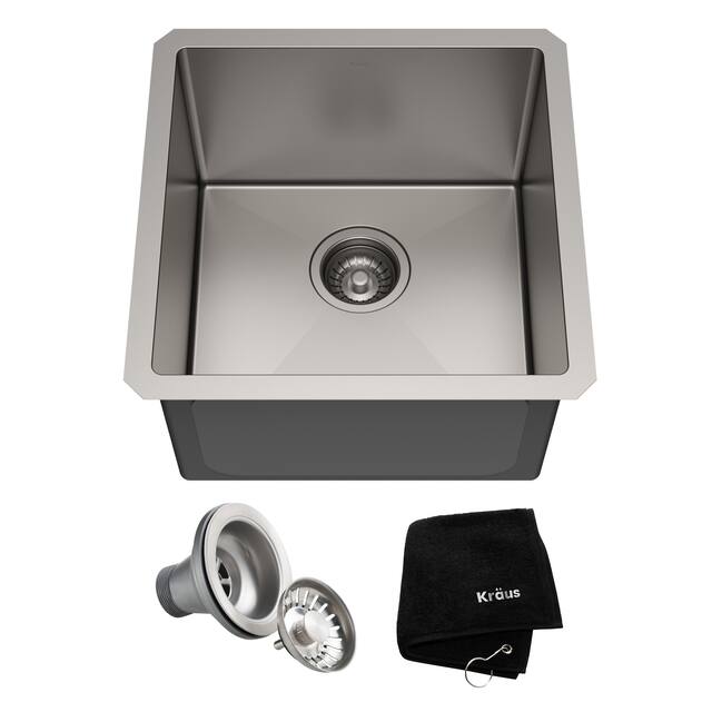 KRAUS Standart PRO Undermount Single Bowl Stainless Steel Kitchen Sink - 17 inch (17"L x 17"W x 10.5"D)