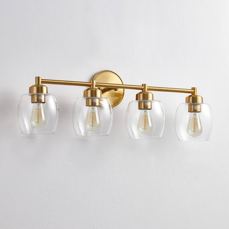 KAWOTI 4-Light Dimmable Bathroom Vanity Light with Glass Shade