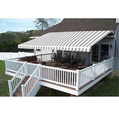 ALEKO Retractable Motorized Patio Awning 16 x 10 Feet Grey White Color