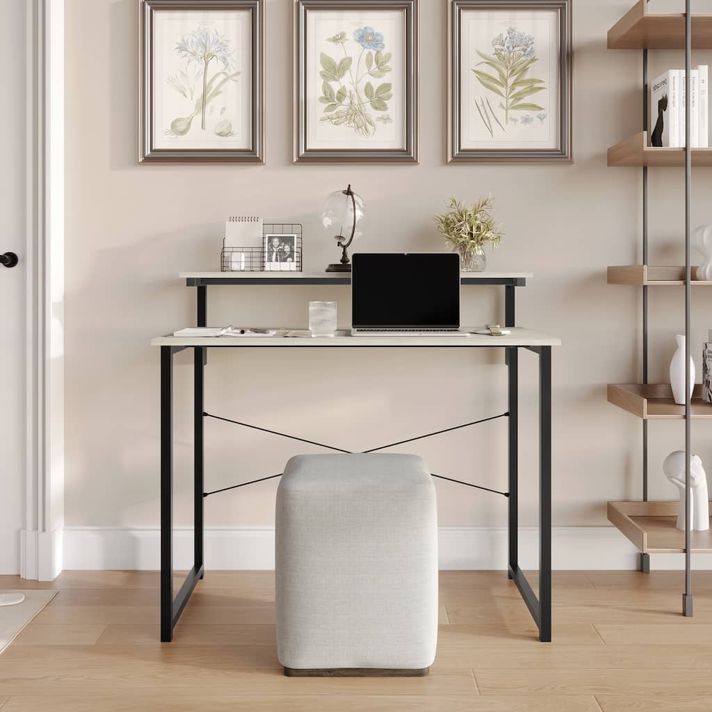 CraftPorch Minimalist 39-Inch Metal Computer Desk With Shelf