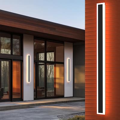 YANSUN Outdoor Wall Light, Rectangular Shape, 3000K LED, Satin Black Finish for Modern Exterior Lighting - 3.1*1.7*35.4