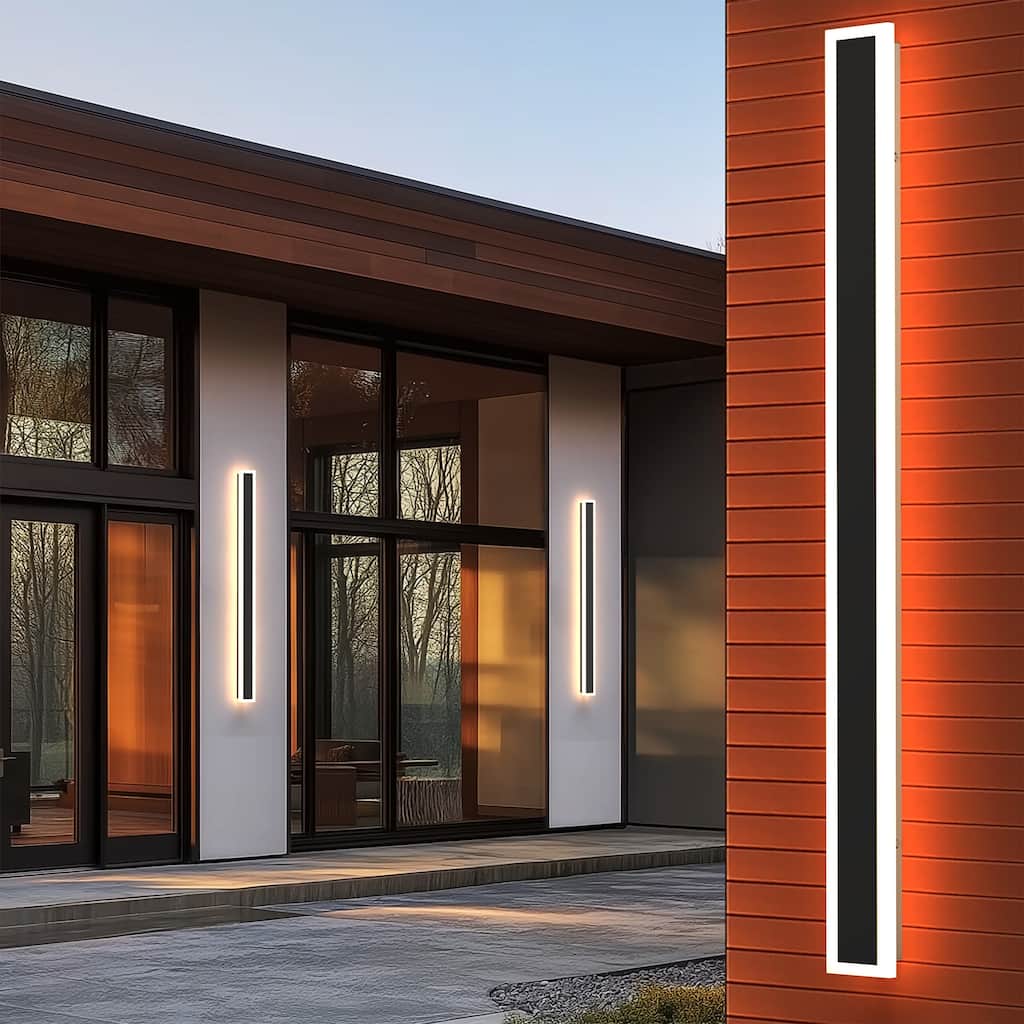 YANSUN Outdoor Wall Light, Rectangular Shape, 3000K LED, Satin Black Finish for Modern Exterior Lighting - 3.1*1.7*35.4