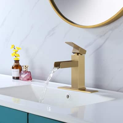 Bathroom Waterfall Faucet Single Handle Vanity Sink Mixer Tap w/ Deck plate