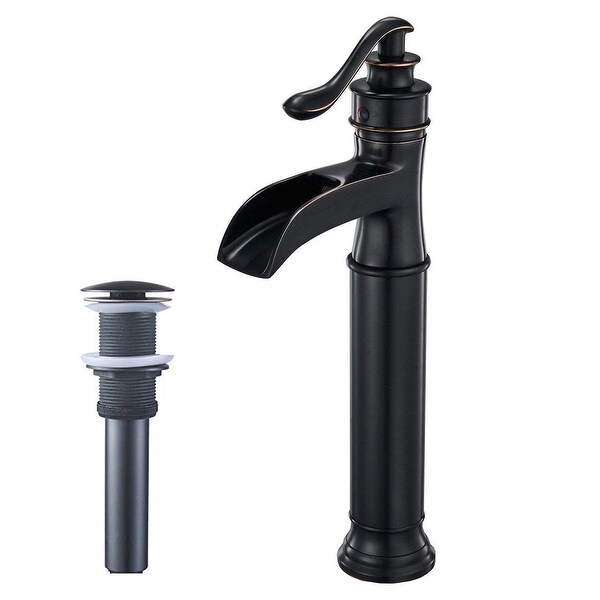 Vibrantbath Commercial Waterfall Bathroom Sink Vessel Faucet with Drain. Opens flyout.
