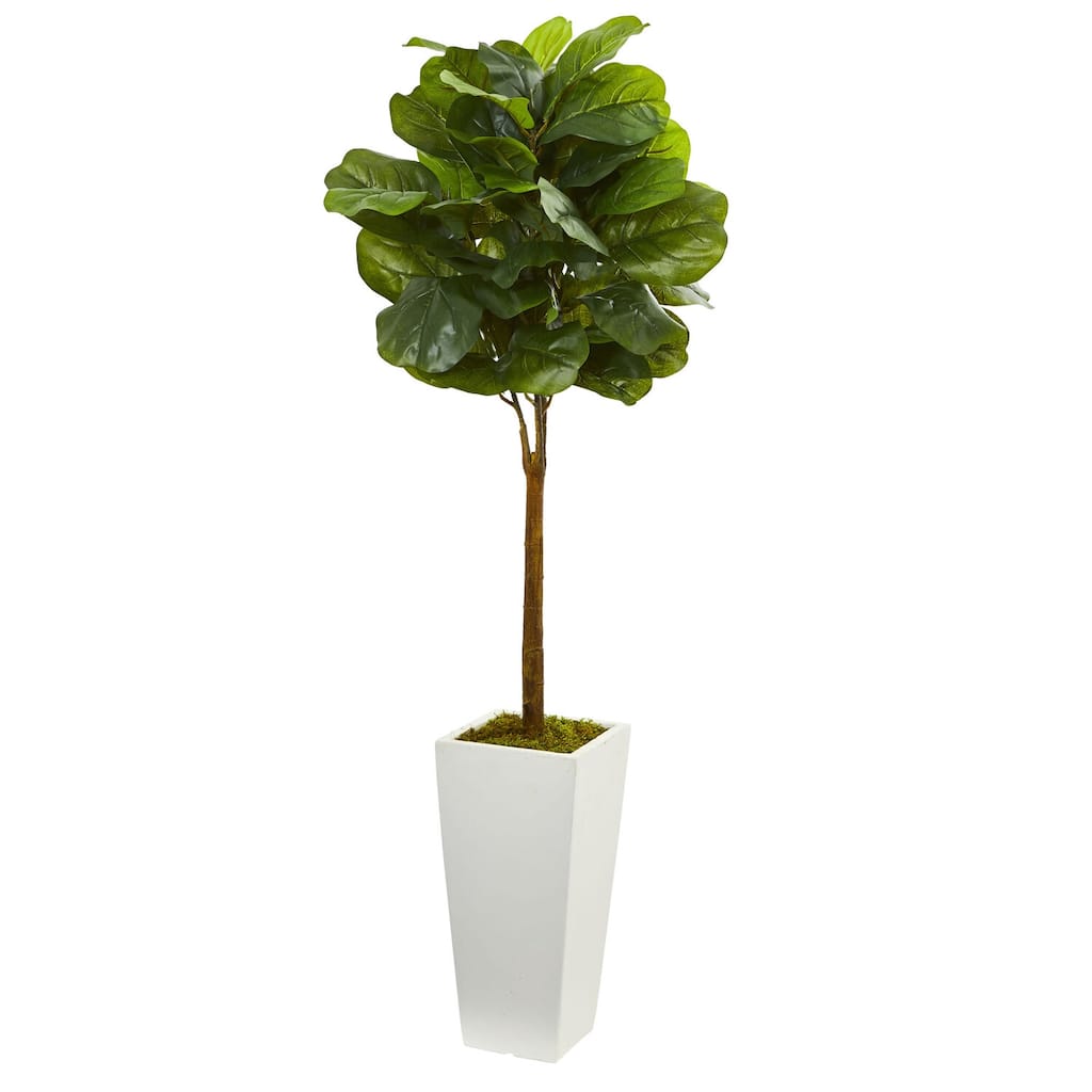 Artificial Tree 4ft Indoor Outdoor Decor White Planter Tower Tree - Green - 61 Inches and Over