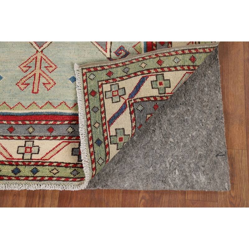 Green Kazak Accent Rug Hand-Knotted Wool Carpet - 3'6" x 4'11"