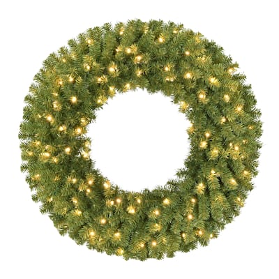 Puleo International 48" Pre-Lit Artificial Utah Spruce Wreath with 150 Warm White LED Lights