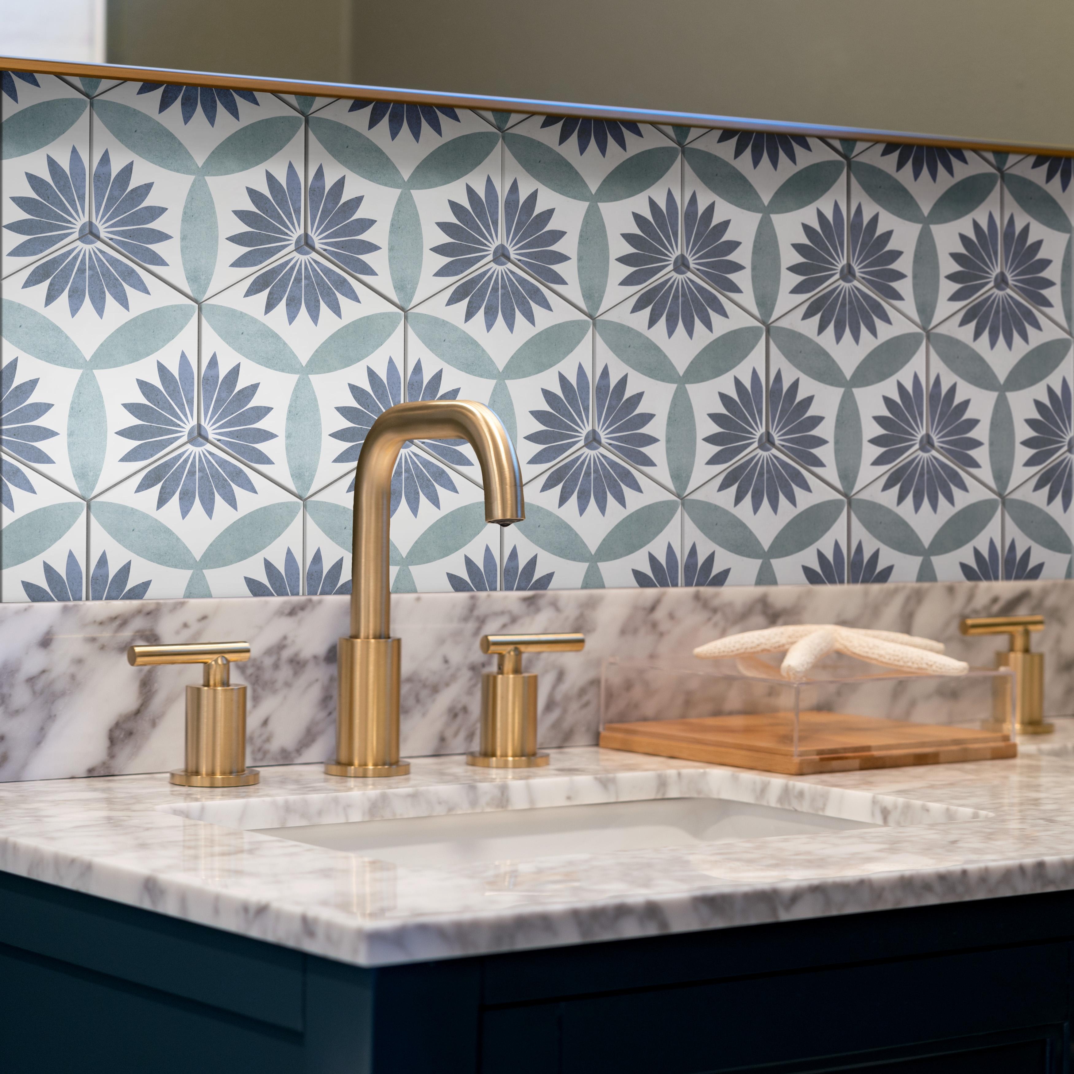 Merola Tile Coco Hex Camellia Blue 7