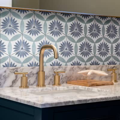 Merola Tile Coco Hex Camellia Blue 7" x 8" Porcelain Floor and Wall Tile