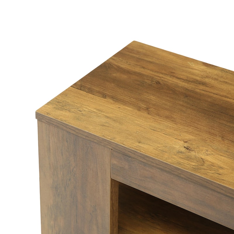 Rustic Brown Wood 3-Tier Shoe Bench with Open Storage, Entryway Bench