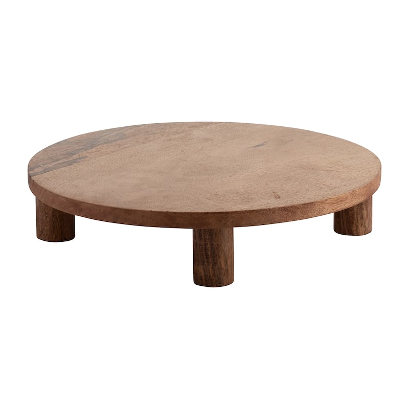 Sagebrook Home Neutral Farmhouse Wood Riser Tray