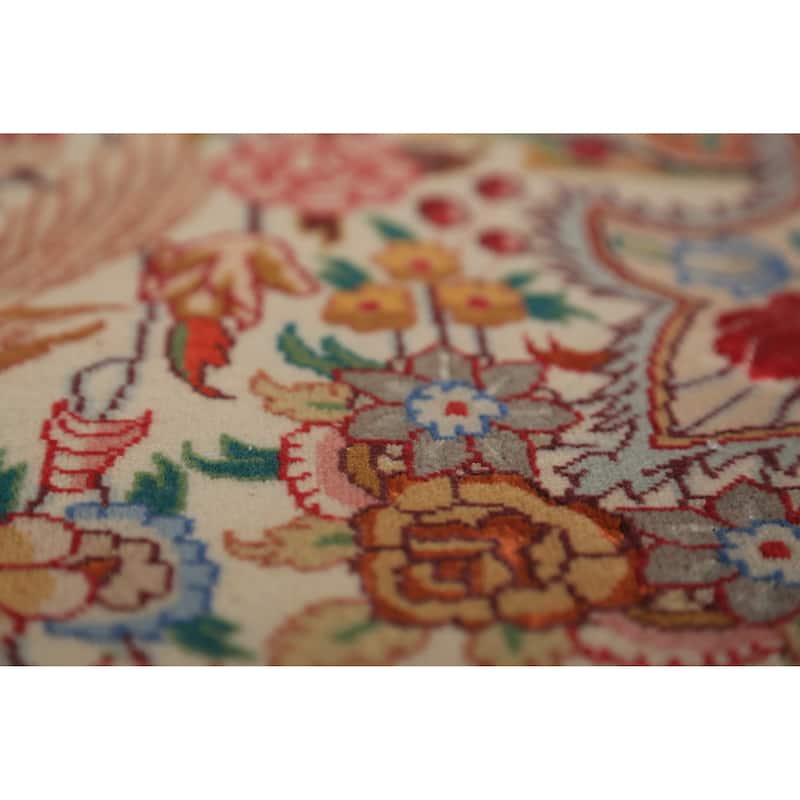 Vegetable Dye Tabriz Persian Area Rug Handmade Silk & Wool Carpet - 6'7" x 9'10"