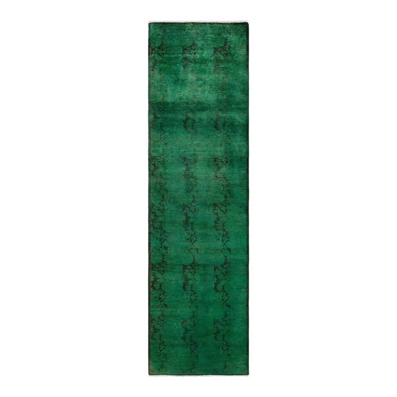 Contemporary Overdyed Wool Hand Knotted Runner - 2' 8" x 9' 8"
