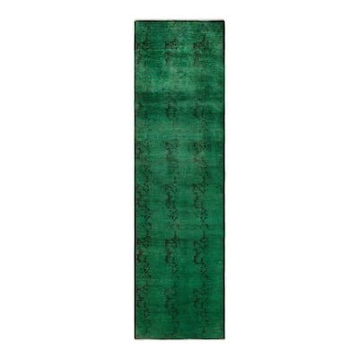 Contemporary Overdyed Wool Hand Knotted Runner - 2' 8" x 9' 8"