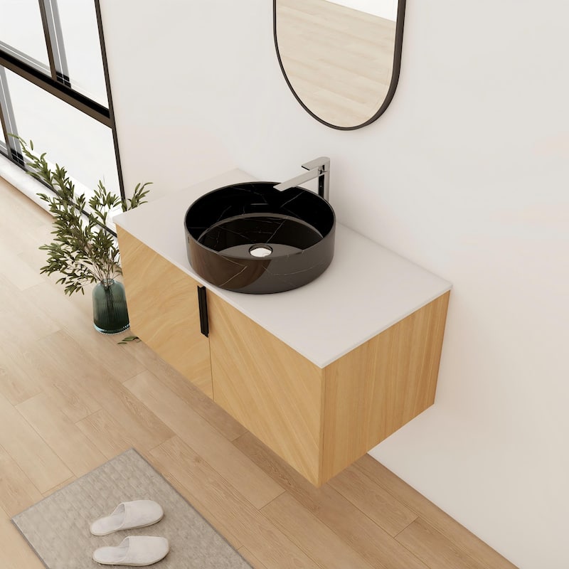 Bathroom Vanity With Sink In 30/36 Inch, Floating Bathroom Vanity With 2 Soft Close Doors
