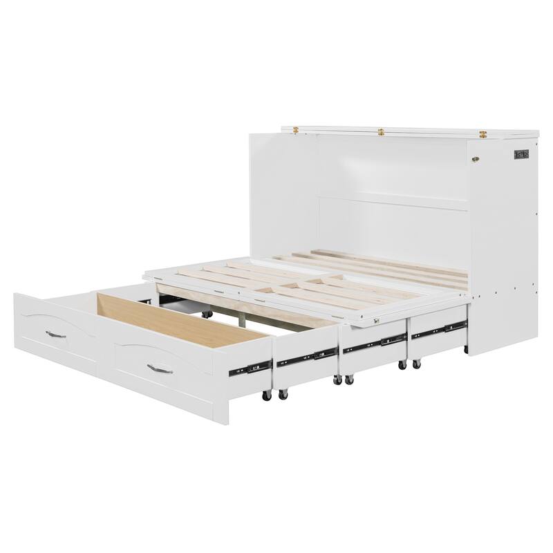 Queen Size Smart Murphy Bed with Roller Skate System & USB