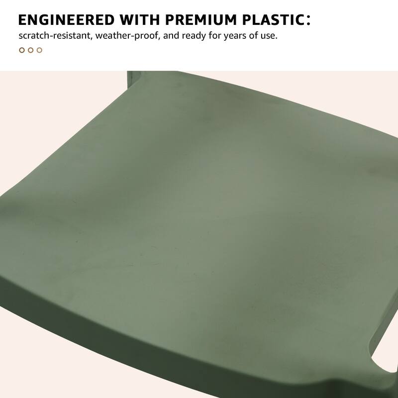 Outdoor Stackable Plastic Chairs Dining Chair Set 4-Piece Lightweight Curved Backrest Armchair