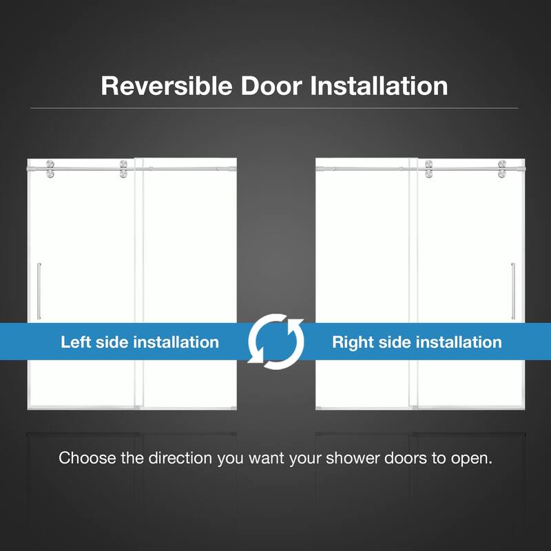 Reva Frameless Sliding Clear Alcove Shower Door Black