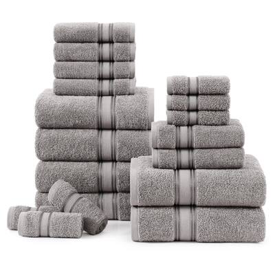 Bath Towels for Bathroom, Soft Bath Set- 6 Bathroom Towels, 6 Hand Towels, 6 Wash Cloths, Quick Dry 18 Piece Set Grey