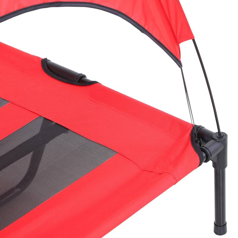 PawHut 48" x 36" Elevated Dog Cot Cooling Pet Bed With UV Protection Canopy Shade