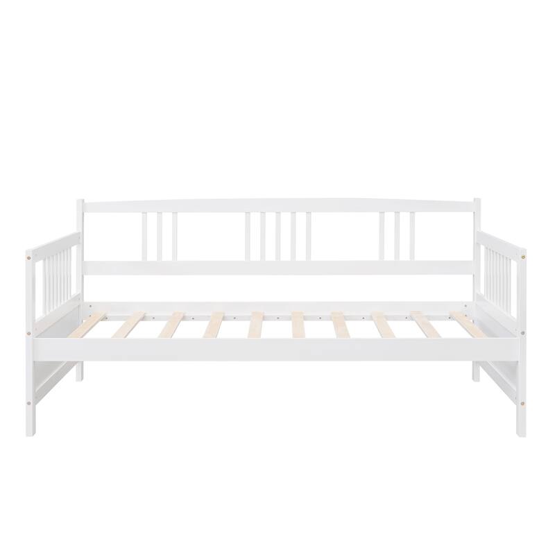 Pine Wood Daybed Frame with Twin Size Trundle, Headboard and Footboard