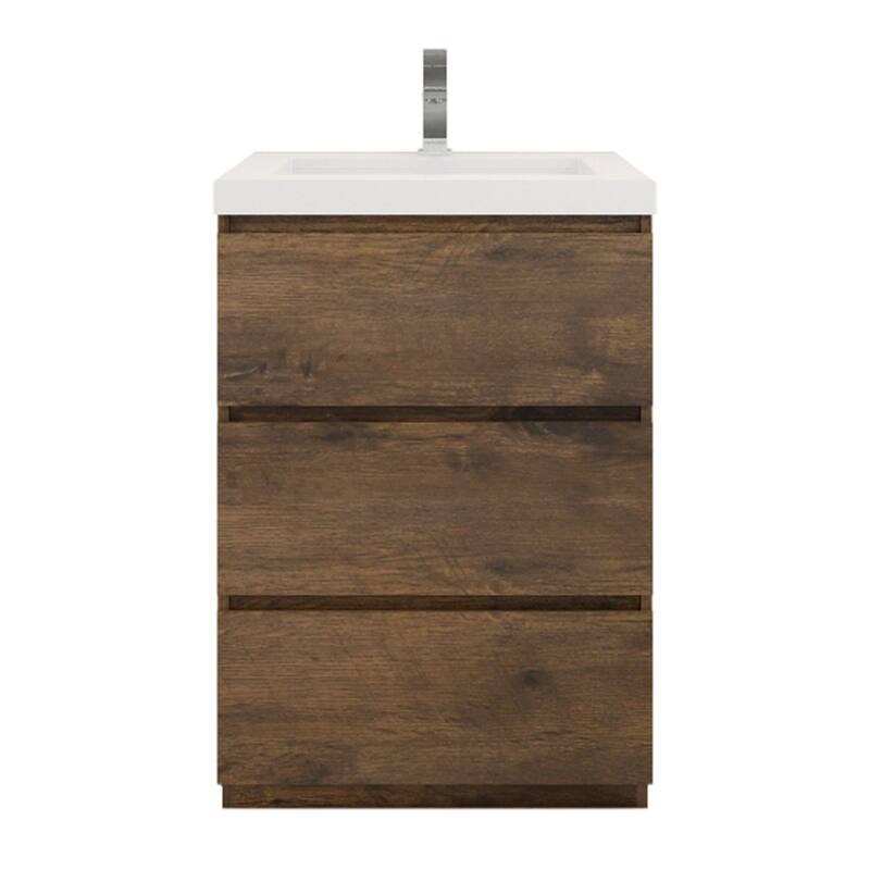 Aron 24'' Freestanding Vanity with Reinforced Acrylic Sink - 24'' Width - Rose Wood