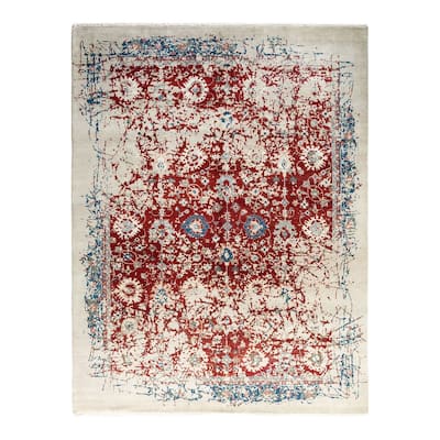 Ikat One-of-a-Kind Hand-Knotted Area Rug - Beige, 8' 1" x 10' 4" - 8' 1" x 10' 4"