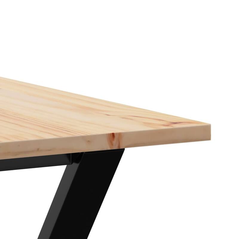 vidaXL Dining Table O-Frame Side Accent Coffee Table Solid Wood Pine and Steel