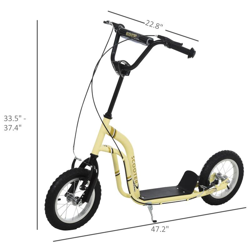 Kids Balance Bike with Adjustable Handlebar and Inflatable Soccer Ball Wheels for Outdoor Use - Yellow