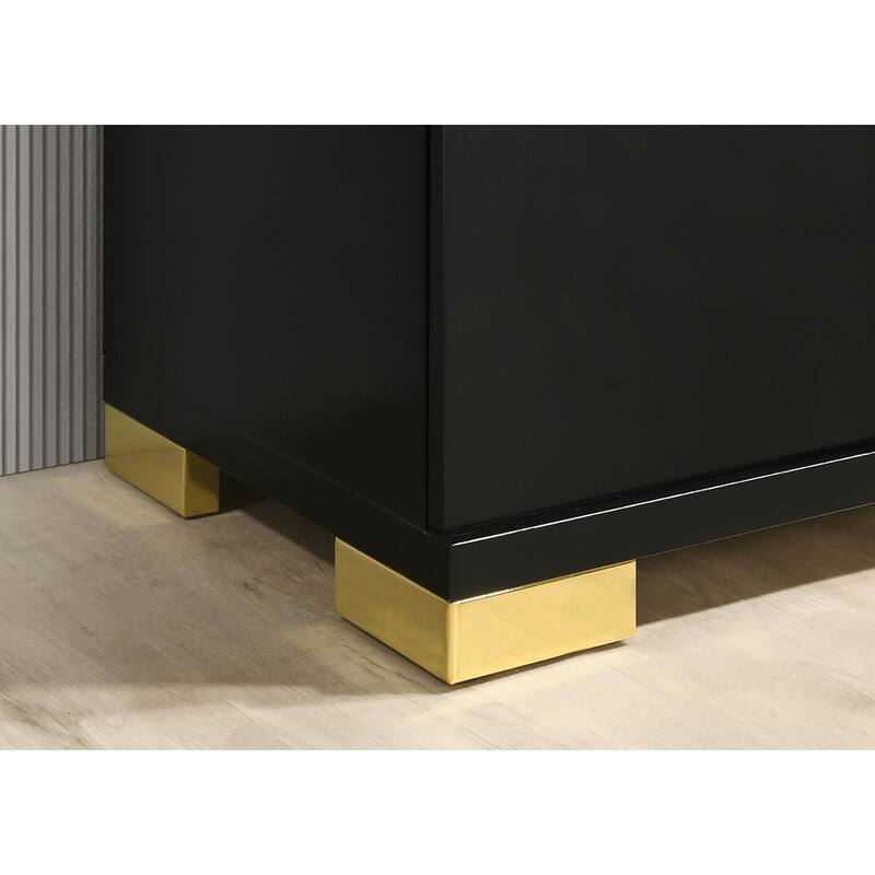 Full Size Engineered Wood LED Platform Bed Set with 2 Nightstands and Acrylic Trim