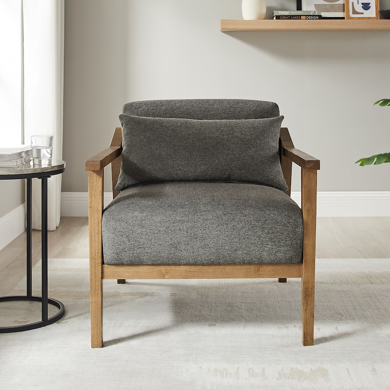 Rhyl Wood Arm Accent Chair with Lumbar Accent Pillow by Greyson Living