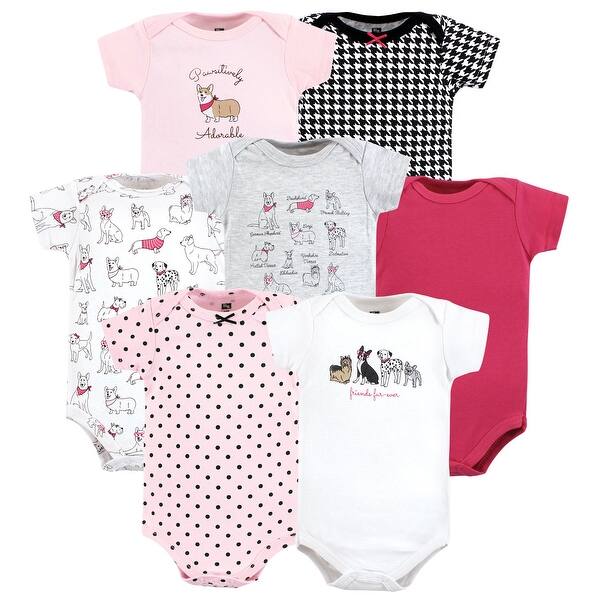 slide 1 of 1, Hudson Baby Infant Girl Cotton Bodysuits, Girl Dogs 0-3 Months - Girl Dogs