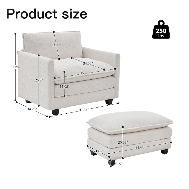 4-Seat Modular L-Shaped Corner Sectional Sofa with Ottoman, Soft Chenille Upholstery and Deep Seating for Living Room