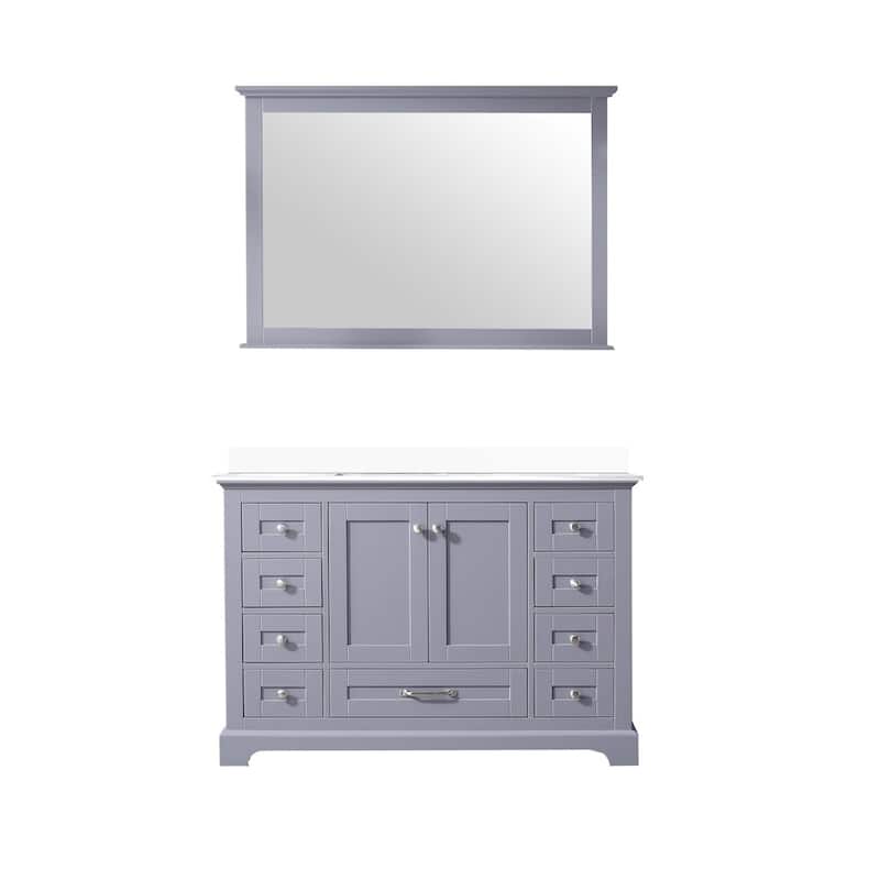 Dukes 48 in. W x 22 in. D Dark Grey Single Bath Vanity, White Quartz Top, White Square Sink, and 46 in. Mirror