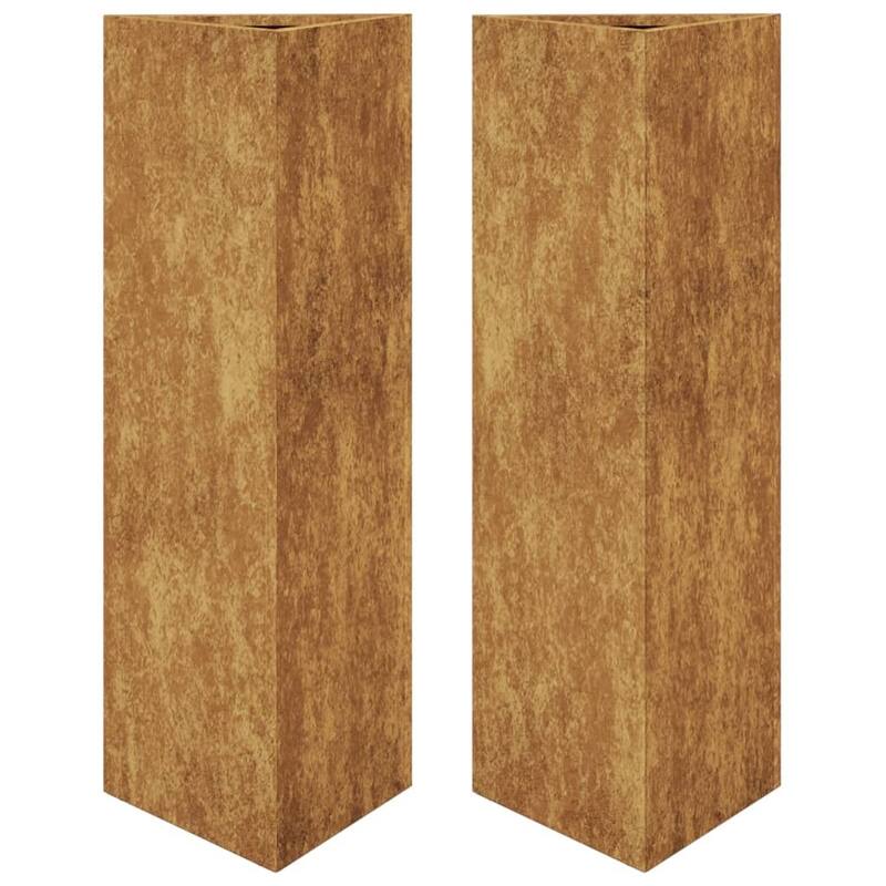 vidaXL Garden Planter Set of 2 Brown (will develop over time) - 10.2 x 11.8 x 29.5 in