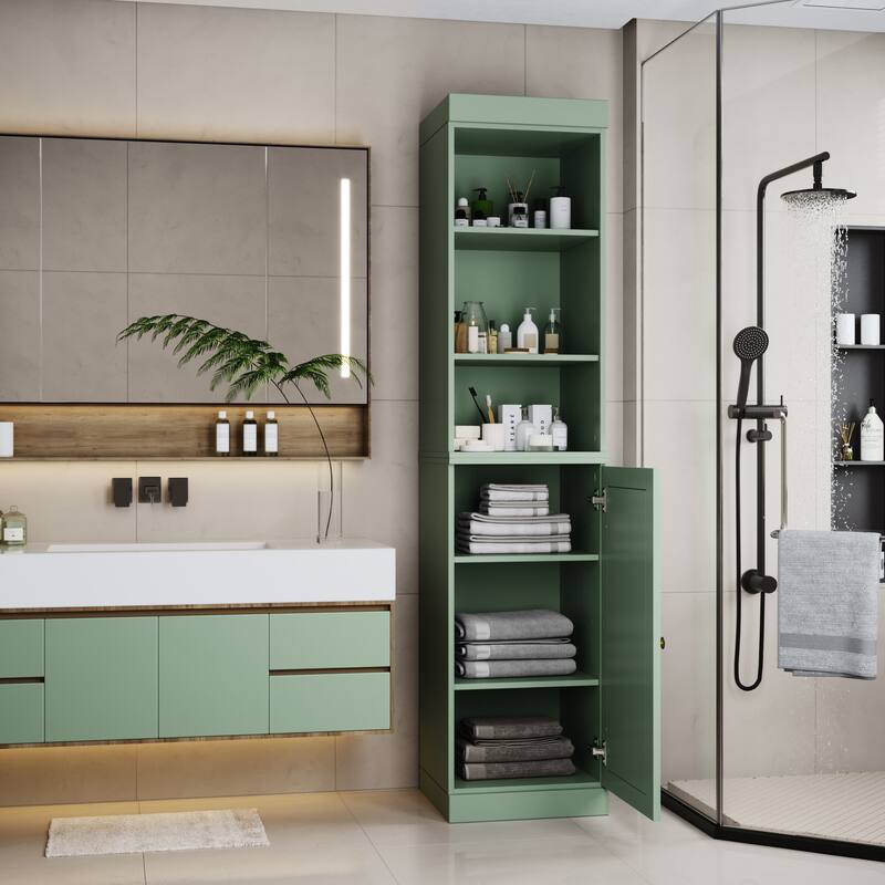 Palace Imports 100% Solid Wood 16.5" Bathroom Storage Cabinet with Solid Doors and Adjustable Shelves