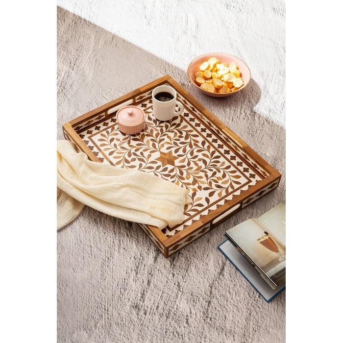 Jodhpur Wood Inlay Decorative Tray, 20" x 15"