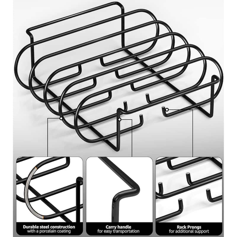 Sorbus 4-in-1 BBQ Grilling Basket - 11.25" x 9.75" Basket, Rib Rack - Holds 4 Racks of Ribs