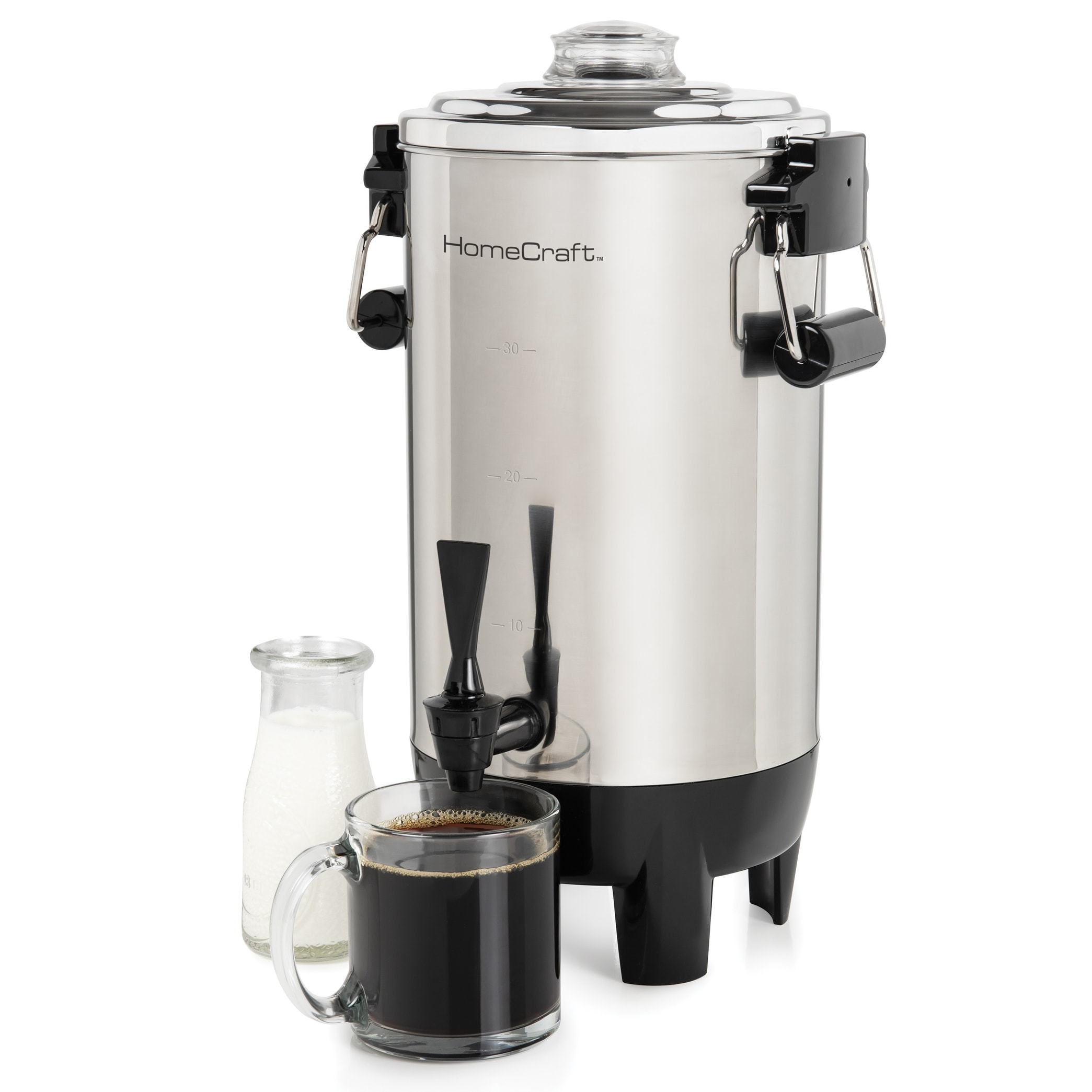 HomeCraft 40 Cup Coffee Urn and Hot Beverage Dispenser with Quick-View  Brewing and Dripless Faucet, Stainless Steel