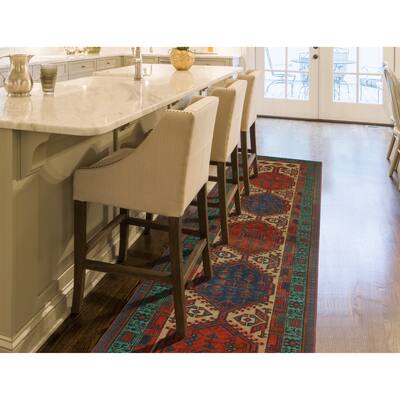 Fine Vintage Distressed Rateib Beige/Rust Runner - 3'2" x 9'11"