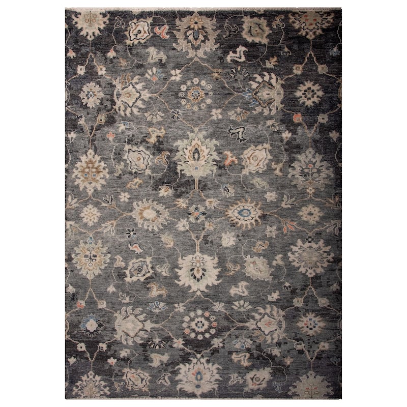 Alora Decor Lush Black Floral Hand Knotted Wool Traditional Area Rug
