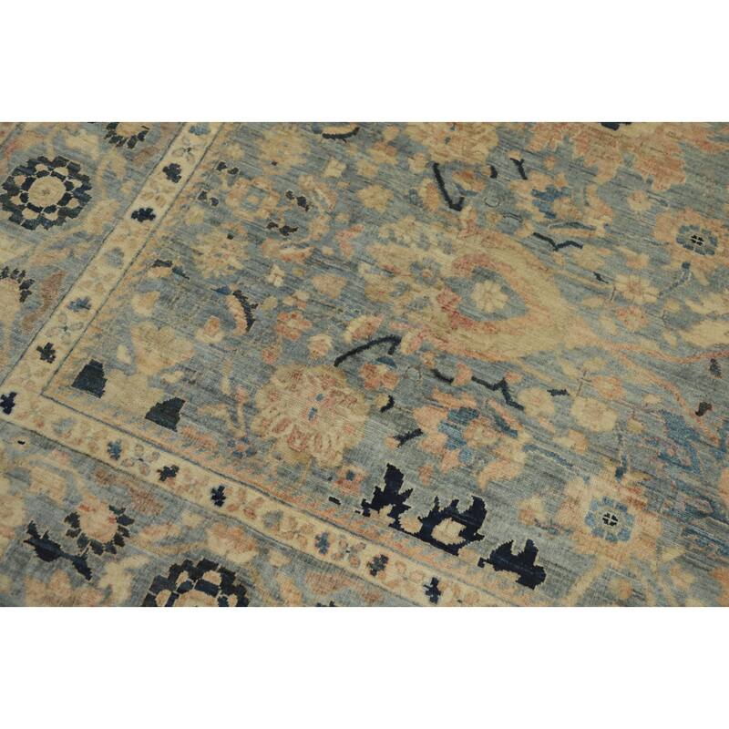 Hand Knotted Traditional Wool Blue Geometric Area Rug - 9' 8'' X 8' 0''