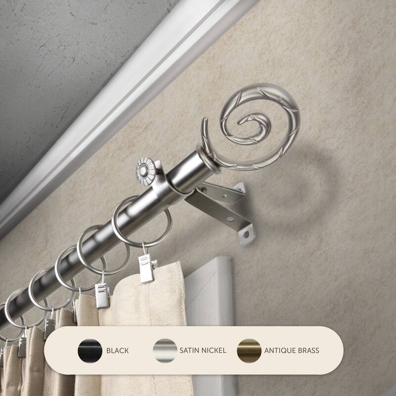 InStyleDesign Radial Adjustable Curtain Rod - 120 to 170 inches - Satin Nickel