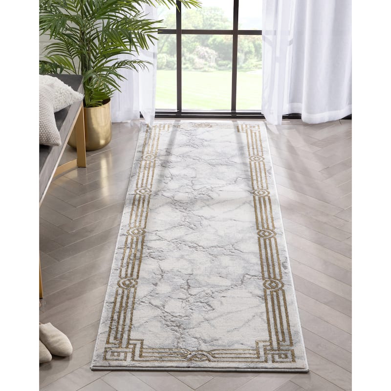 Well Woven Fairmont Huntington Retro Mosaic Marble Pattern Area Rug