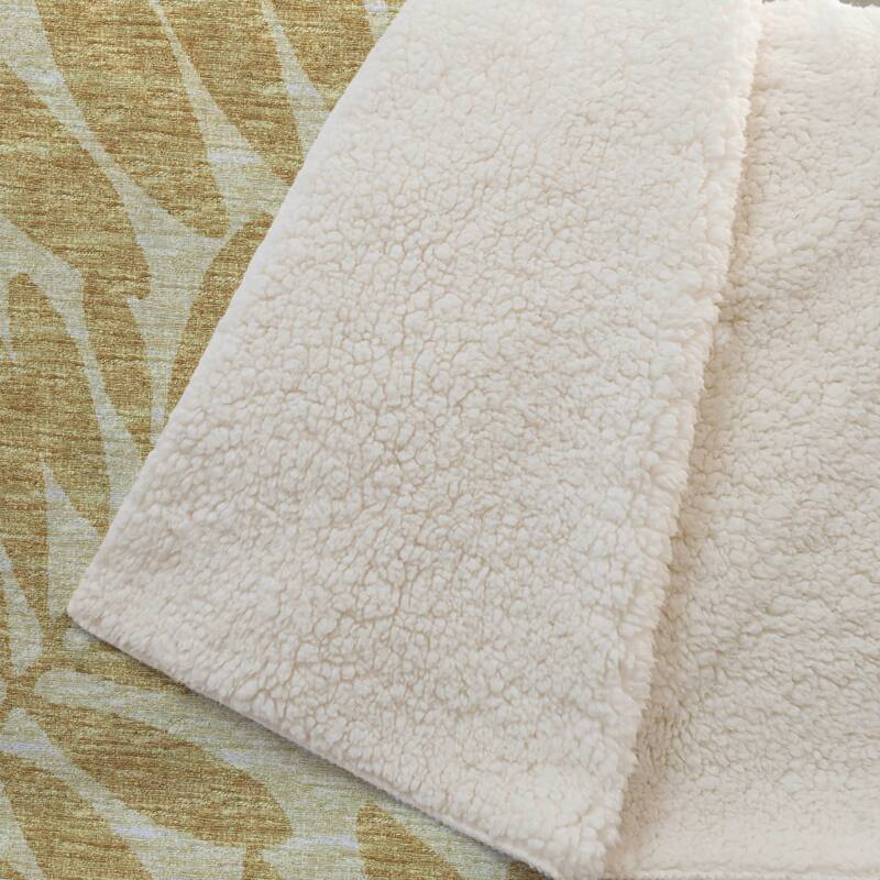 Premium Machine Washable ASB111 Floral Palms Sherpa Throw Blanket