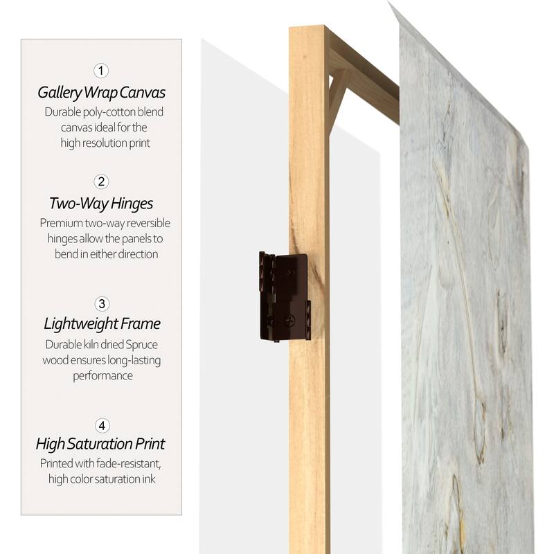 Handmade 6' Double Sided Ivory Flowers Canvas Room Divider