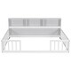 preview thumbnail 7 of 16, Full Size Pine Wood Floor Bed with Bedside Bookcase, Shelves and Guardrails for Bedroom